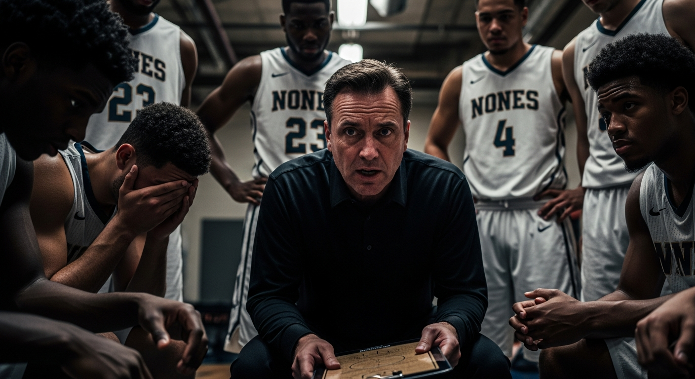 A moment of reflection: GCU's huddle during a challenging road game, seeking answers for their collective slump.