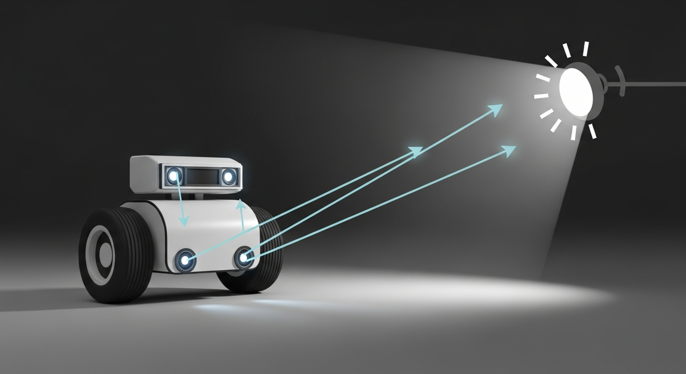 Reactive intelligence in action: The fundamental principle of a robot guided by direct sensory input, bypassing the need for complex processing.