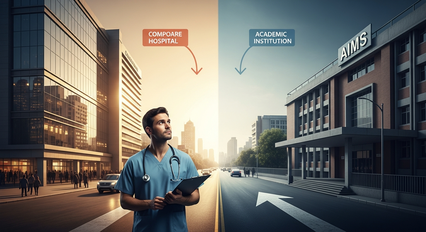 The increasing allure of the private healthcare sector poses a significant challenge for public medical institutions like AIIMS in retaining top talent.