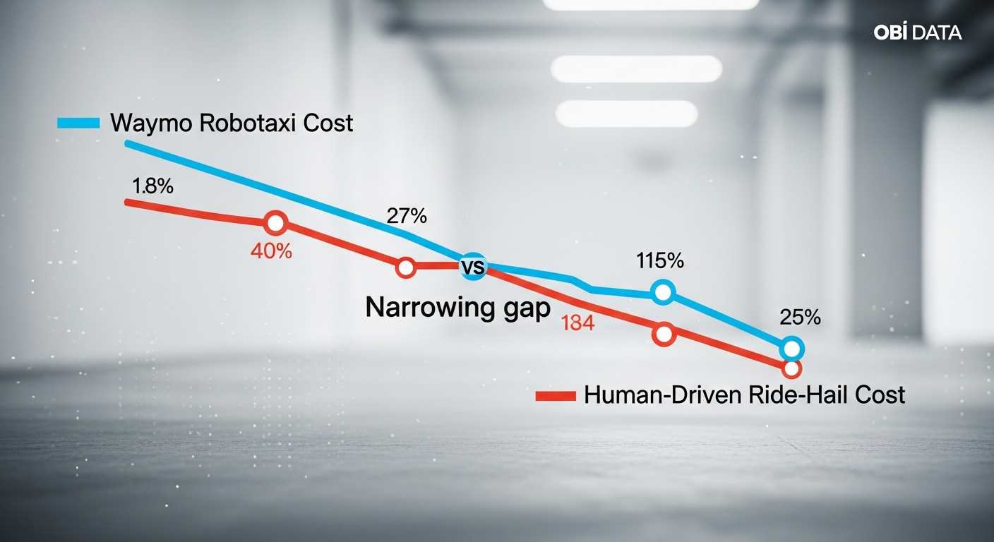 New data highlights the diminishing price difference between autonomous and human-driven ride-hailing services, impacting future urban mobility choices.