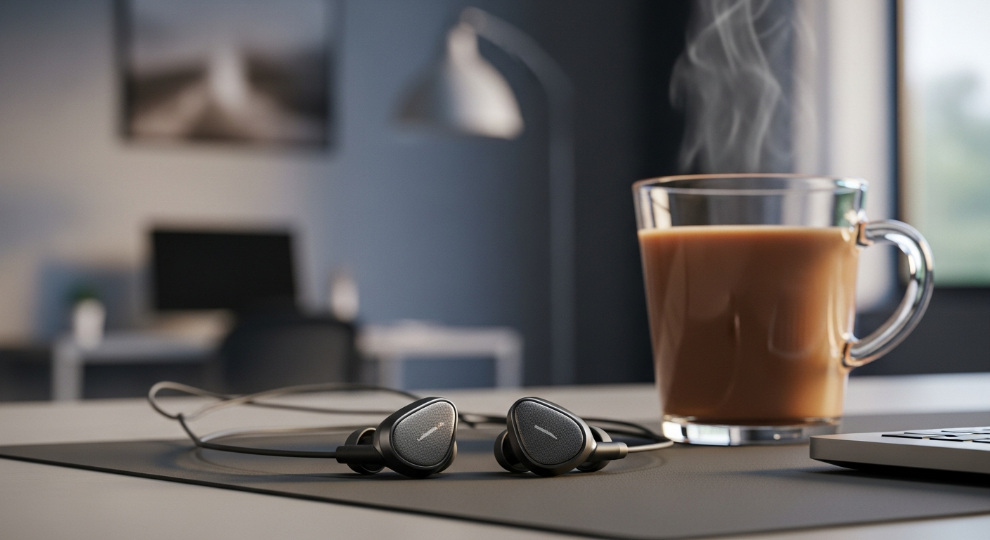 Noise-cancelling earbuds, symbolising thoughtful gifts that cater to modern needs for focus and tranquility in a bustling world.