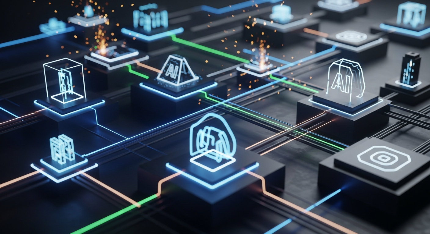 The intricate ballet of AI agents interacting autonomously, a concept poised to become central to future product offerings.