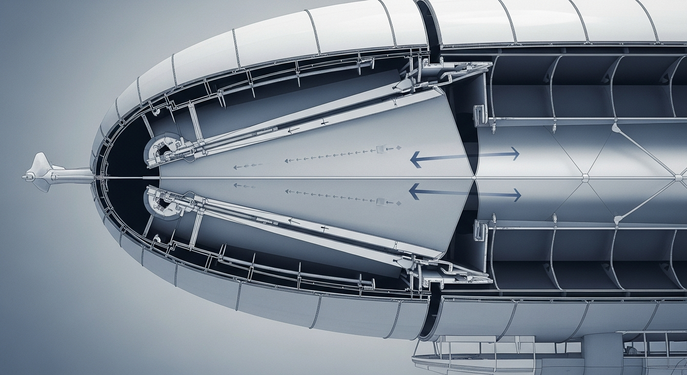 Engineers envision airships with 'active skin' and adaptive surfaces, dynamically adjusting to atmospheric conditions much like Unifex volantis navigates turbulent currents, enhancing stability and control.